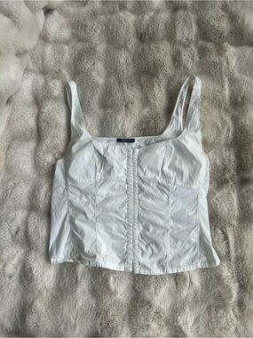Massimo Dutti White Cotton Bustier-Style Camisole